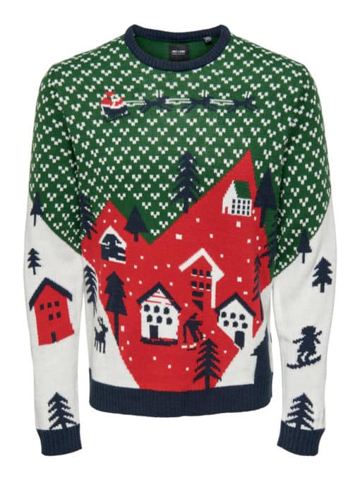 Only & Sons Xmas Landscape Knit Green
