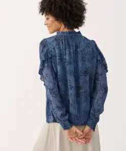 Part Two Tinka Blouse Bluefin Feather Print