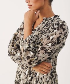 Part Two Tristin Dress Texture Print Gold