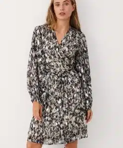 Part Two Triana Dress Texture Print Silver