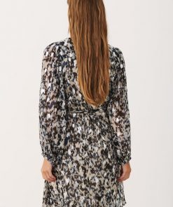 Part Two Triana Dress Texture Print Silver