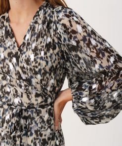 Part Two Triana Dress Texture Print Silver