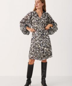 Part Two Triana Dress Texture Print Silver