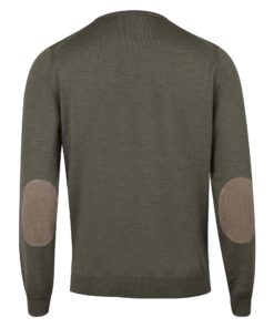 Stenströms Merino V-neck Elbow Patch Green