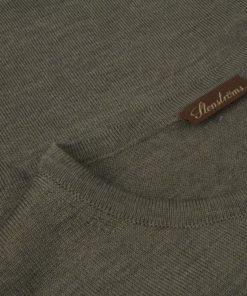 Stenströms Merino V-neck Elbow Patch Green