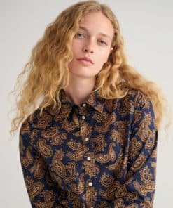 Gant Woman Paisley Cotton Voile Shirt Evening Blue