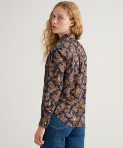 Gant Woman Paisley Cotton Voile Shirt Evening Blue