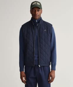 Gant Quilted Windcheat Vest Evening Blue