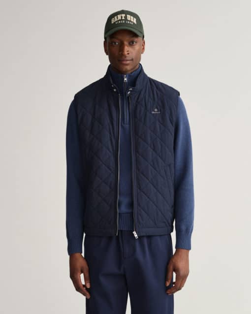 Gant Quilted Windcheat Vest Evening Blue