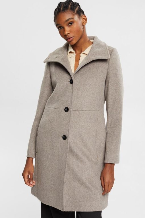Esprit Wool Coat Taupe