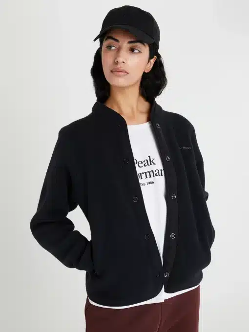 Peak Performance Fleece Snap Cardigan Women Black
