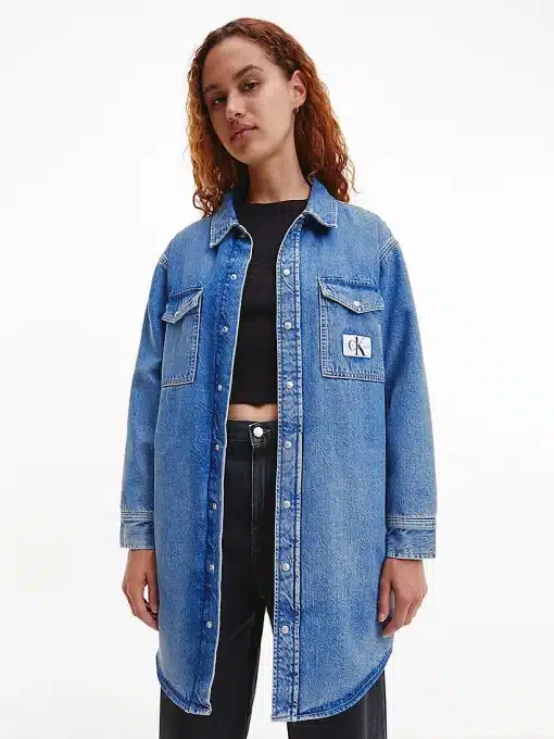 Calvin Klein Long Padded Shirt Jacket  Denim Light