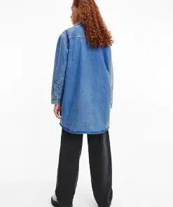 Calvin Klein Long Padded Shirt Jacket Denim Light