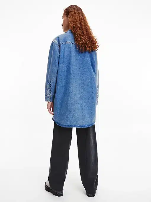 Calvin Klein Long Padded Shirt Jacket  Denim Light