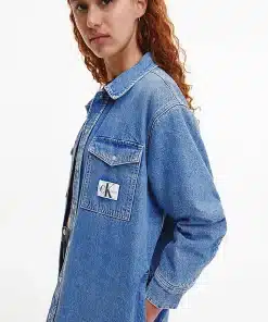 Calvin Klein Long Padded Shirt Jacket Denim Light