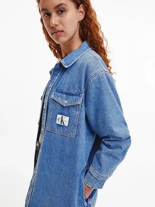 Calvin Klein Long Padded Shirt Jacket  Denim Light