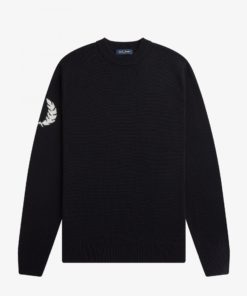 Fred Perry Laurel Wreath Crew Neck Jumper Black