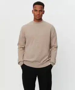 Les Deux Elvin Mockneck Knit Dark Sand Melange