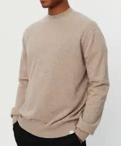 Les Deux Elvin Mockneck Knit Dark Sand Melange