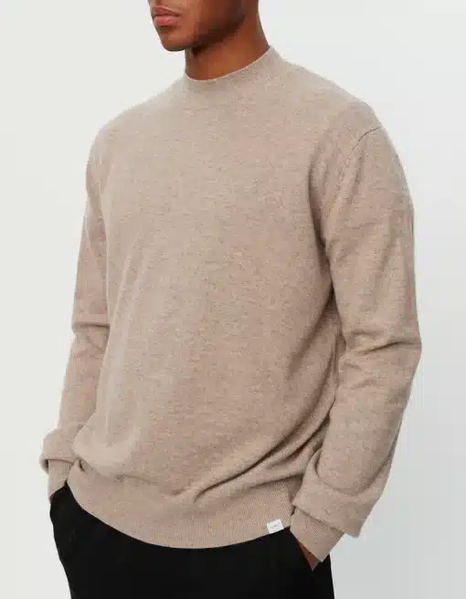 Les Deux Elvin Mockneck Knit Dark Sand Melange
