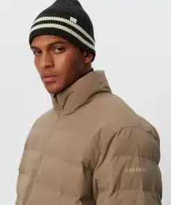 Les Deux Walter Stripe Wool Beanie Olive Night
