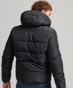 Superdry Sports Puffer Hooded Jacket Black