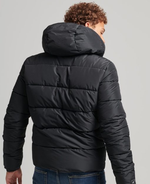 Superdry Sports Puffer Hooded Jacket Black