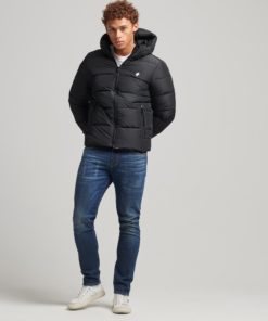 Superdry Sports Puffer Hooded Jacket Black