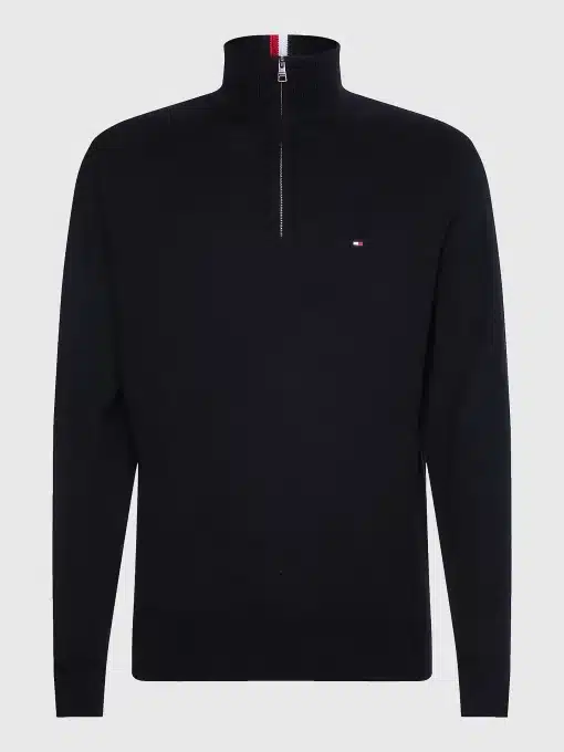 Tommy Hilfiger Pima Organic Cotton Cashmere Zip Neck Jumper