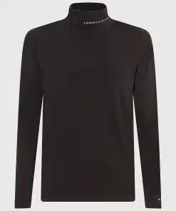 Tommy Hilfiger Roll Neck Tommy Logo Ls Tee Black