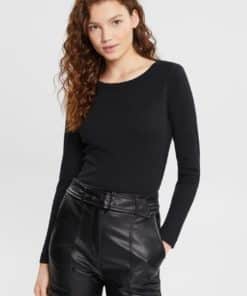 Esprit Ribbed Ls T-shirt Black