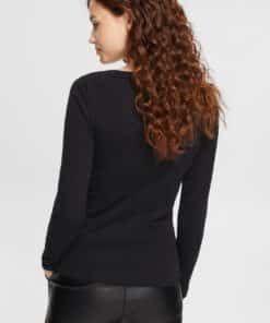 Esprit Ribbed Ls T-shirt Black