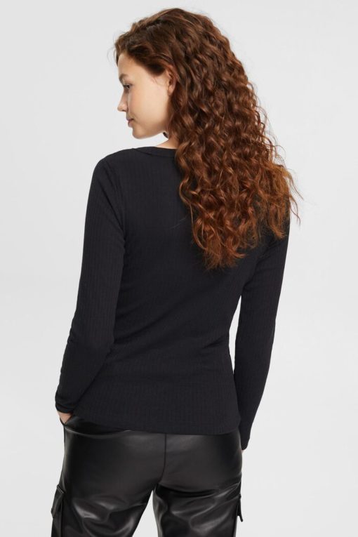 Esprit Ribbed Ls T-shirt Black