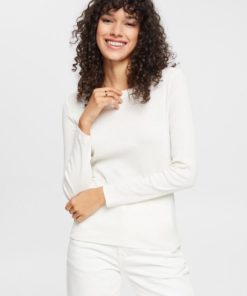 Esprit Ribbed Ls T-shirt Offwhite