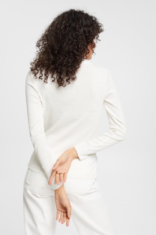 Esprit Ribbed Ls T-shirt Offwhite