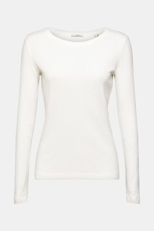 Esprit Ribbed Ls T-shirt Offwhite