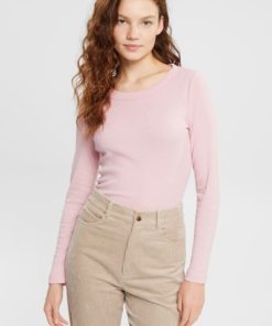 Esprit Ribbed Ls T-shirt Light Pink