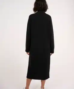 Knowledge Cotton Apparel Roll Neck Midi Dress Black Jet