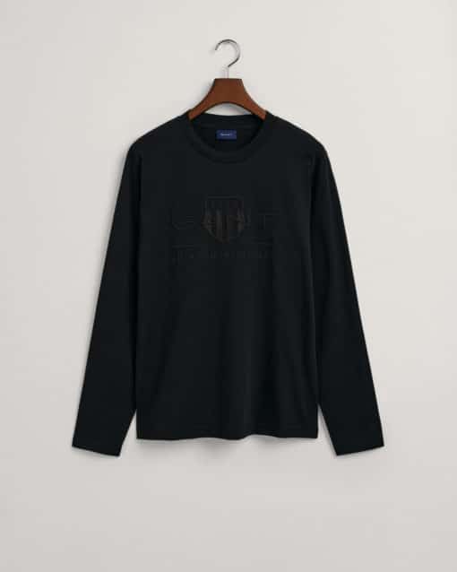 Gant Tonal Shield Ls Tee Black