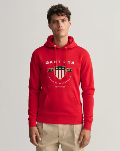 Gant Banner Shield Hoodie Equestrian Red