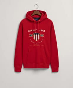 Gant Banner Shield Hoodie Equestrian Red