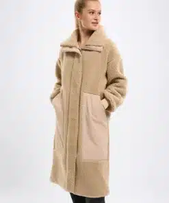 Knowledge Cotton Apparel High Neck Zip Teddy Coat