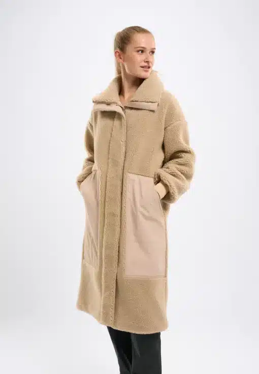 Knowledge Cotton Apparel High Neck Zip Teddy Coat