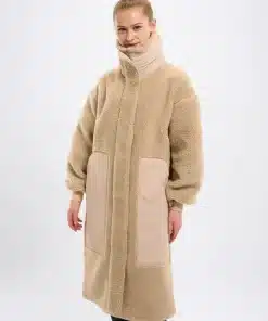 Knowledge Cotton Apparel High Neck Zip Teddy Coat