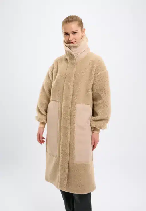 Knowledge Cotton Apparel High Neck Zip Teddy Coat