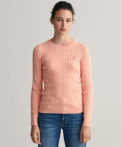 Gant Woman Stretch Cotton Cable C-Neck Guava Orange