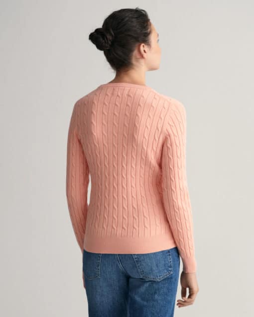 Gant Woman Stretch Cotton Cable C-Neck Guava Orange