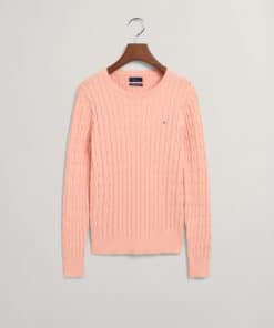 Gant Woman Stretch Cotton Cable C-Neck Guava Orange