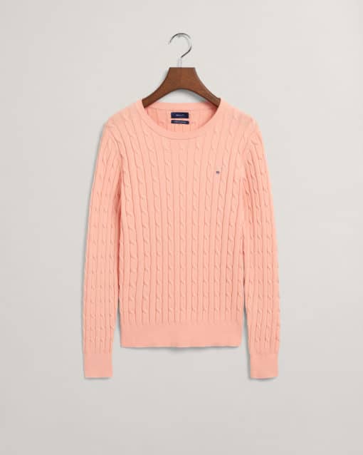 Gant Woman Stretch Cotton Cable C-Neck Guava Orange