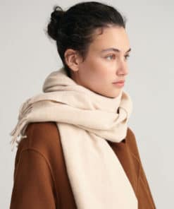 Gant Woman Wool Solid Woven Scarf Dry Sand